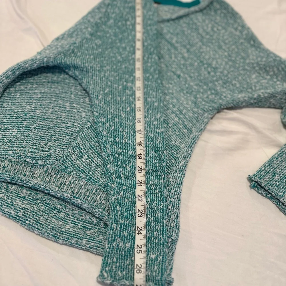 Free People Sz:XS Bright Lights oversized Round Neck knit Teal Speckle sweater